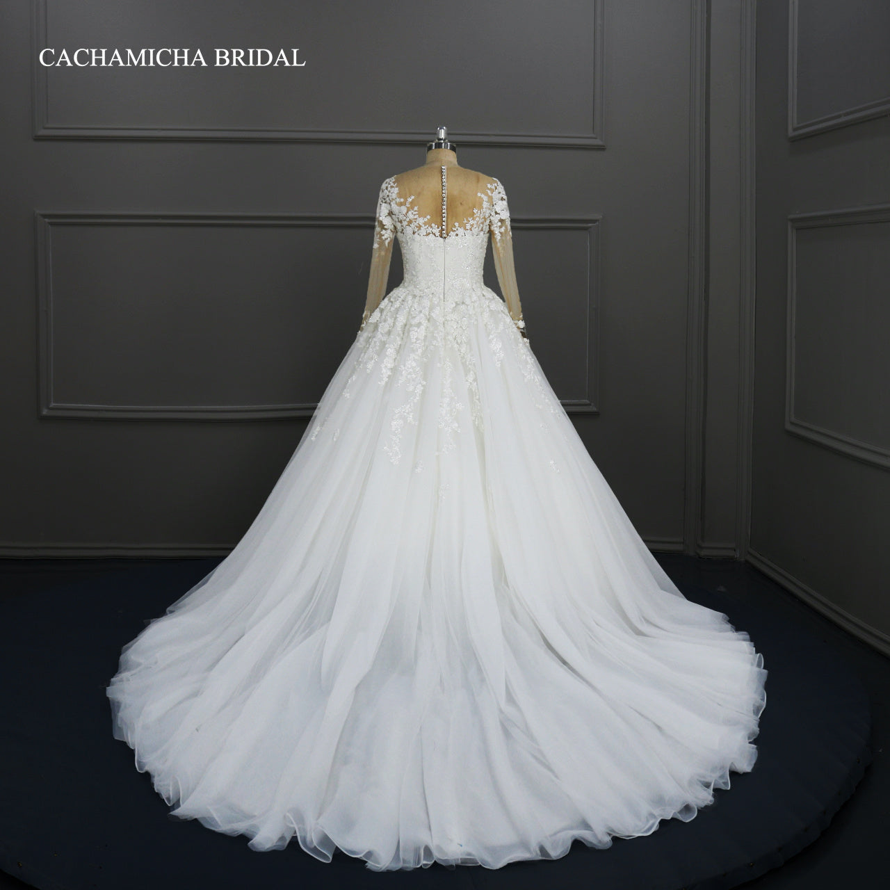 Stunning Crystal Heavy Beaded Long Sleeves Wedding Gown DW10