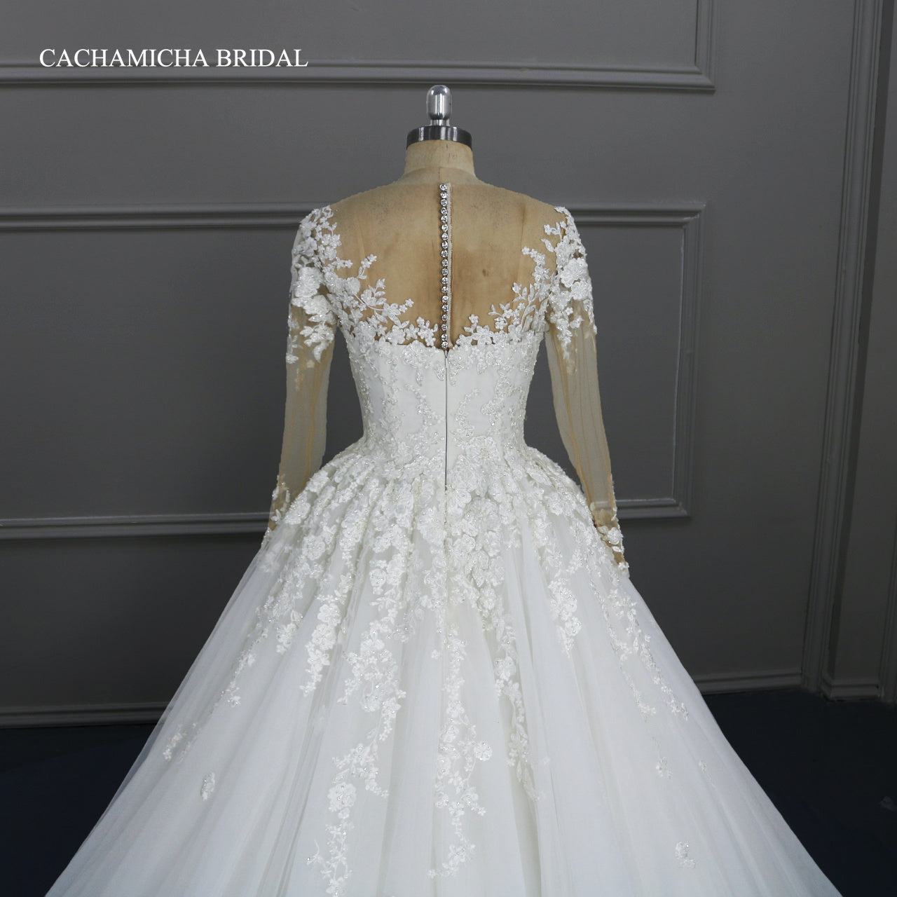 Stunning Crystal Heavy Beaded Long Sleeves Wedding Gown DW10