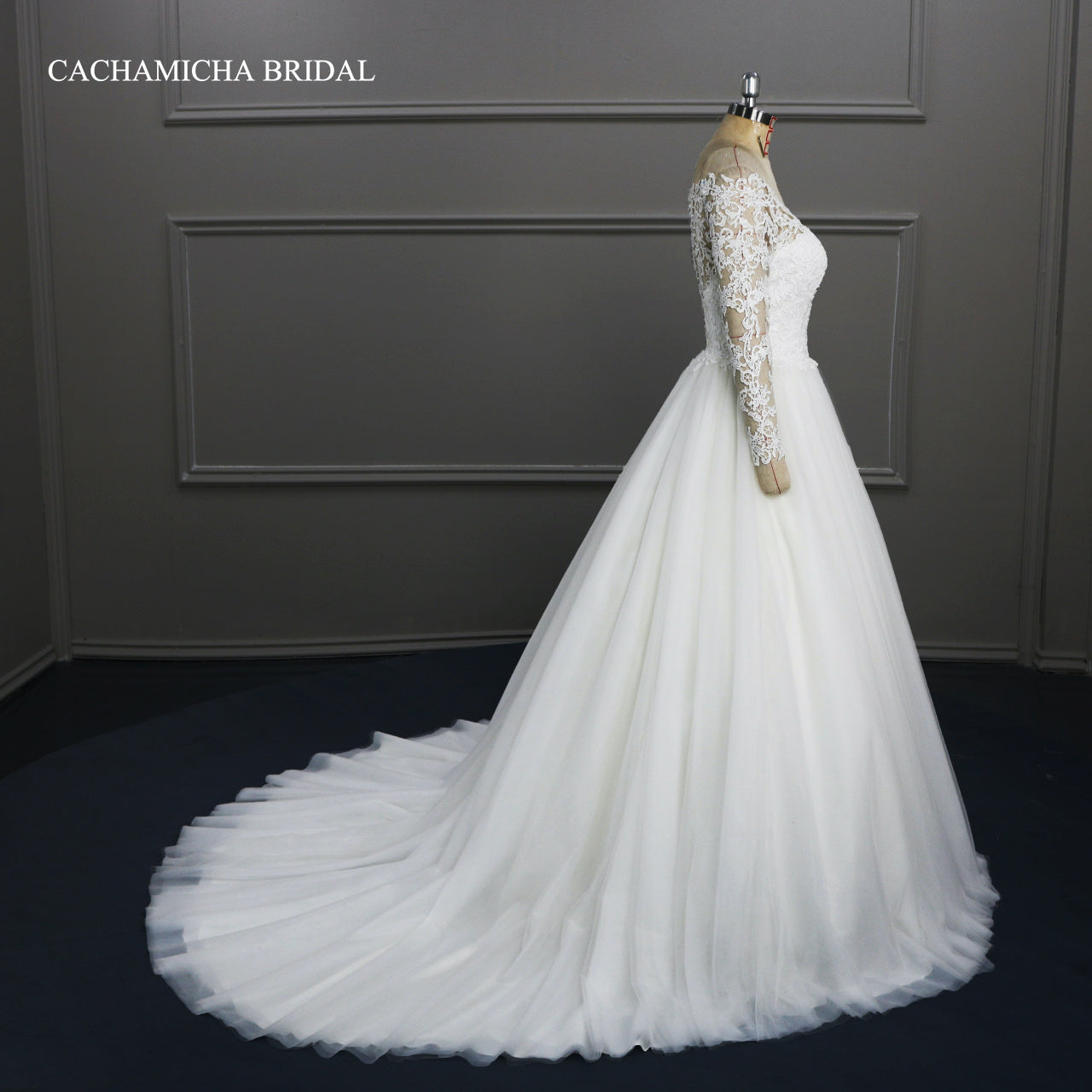 V Neck Guipure Lace Ball Gown Wedding Dress DW29