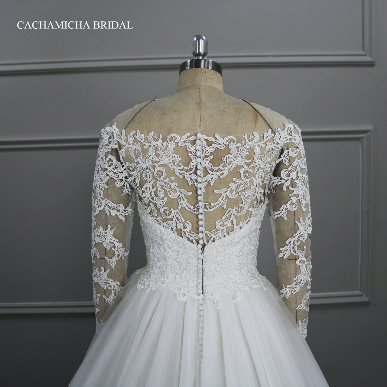 V Neck Guipure Lace Ball Gown Wedding Dress DW29