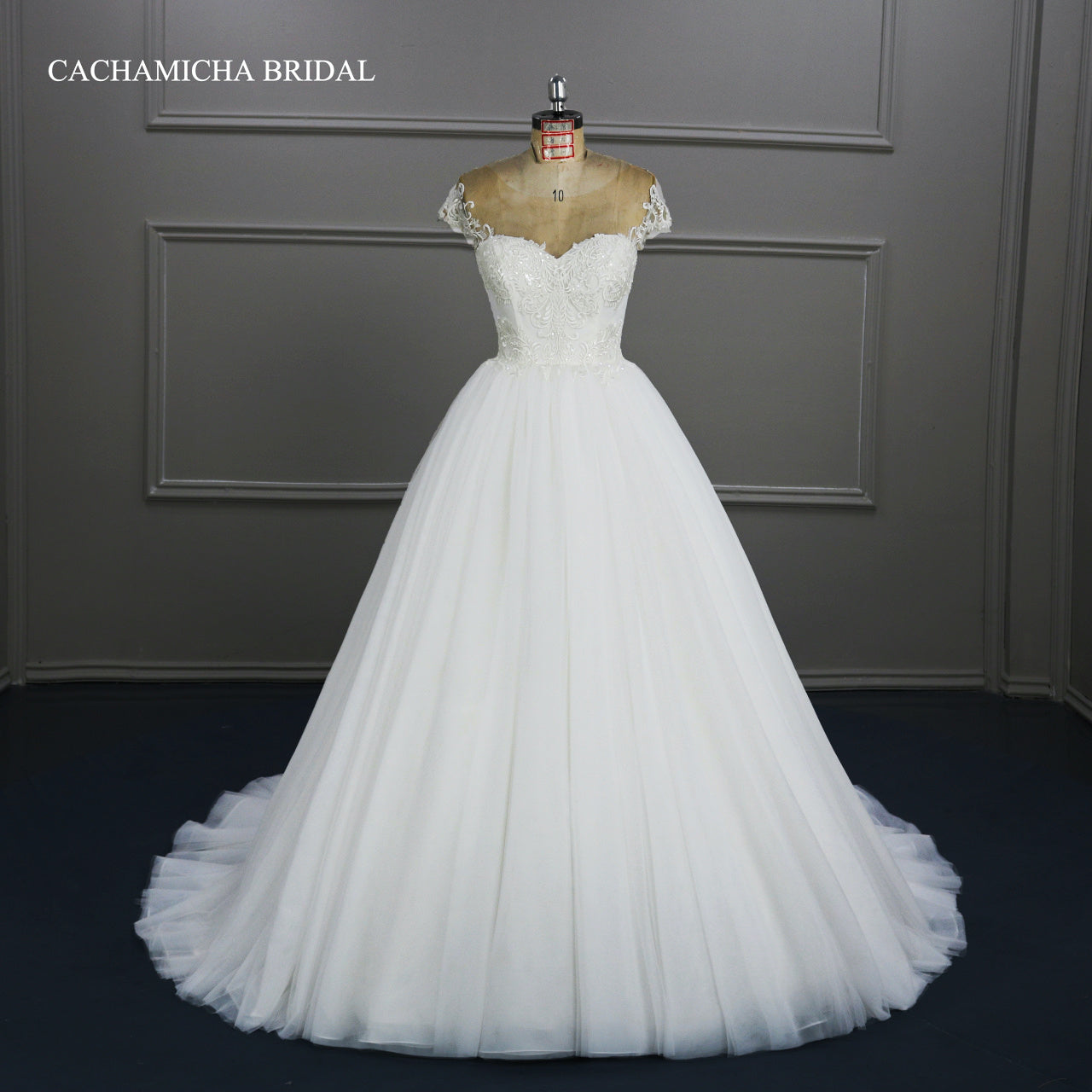 Sequin Embroidered Lace Princess Ball Gown Wedding Dress DW35