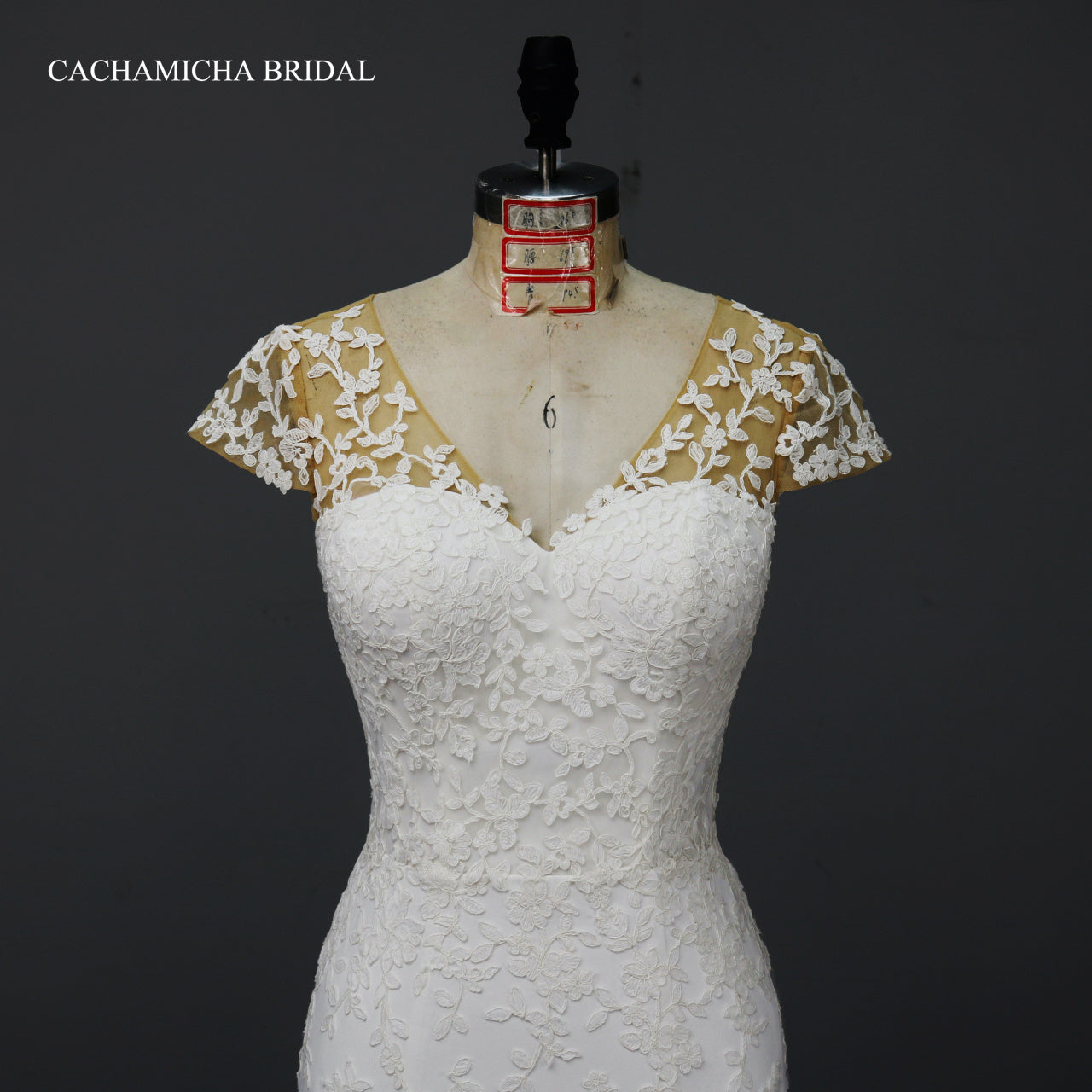Cap Sleeves Keyhole Back Mermaid Bridal Dress 4149