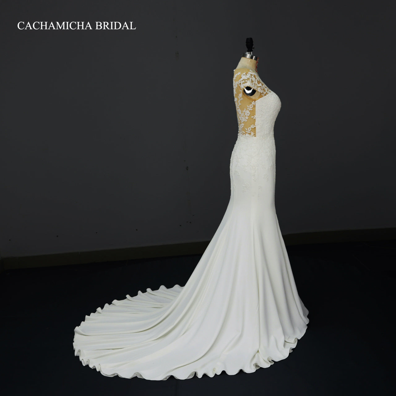 Cap Sleeves Keyhole Back Mermaid Bridal Dress 4149