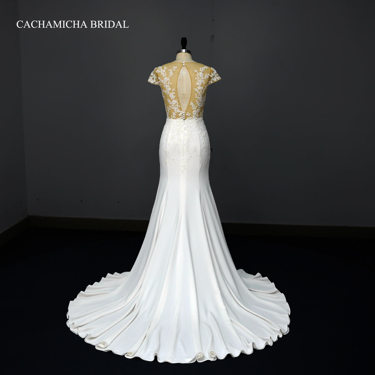 Cap Sleeves Keyhole Back Mermaid Bridal Dress 4149