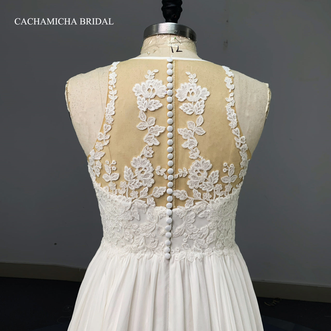 Bohemia Halter Neck Lace Top Chiffon Bridal Dress 7186