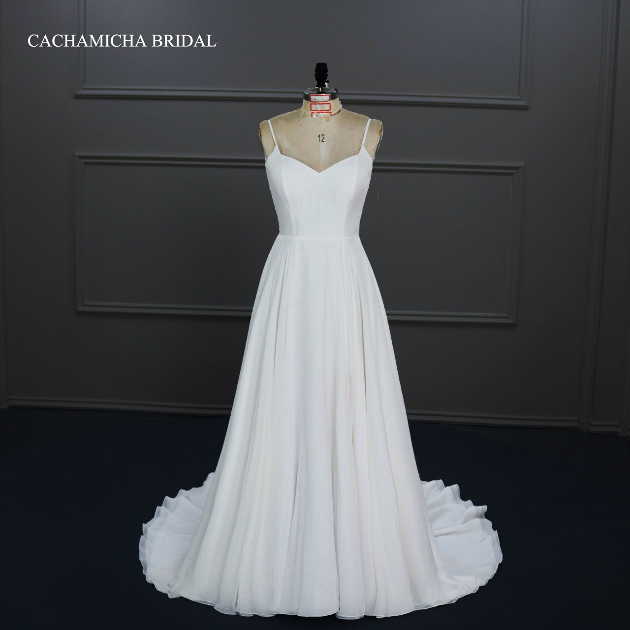 Simple But Elegant Spaghetti Straps Chiffon Bridal Gown J140