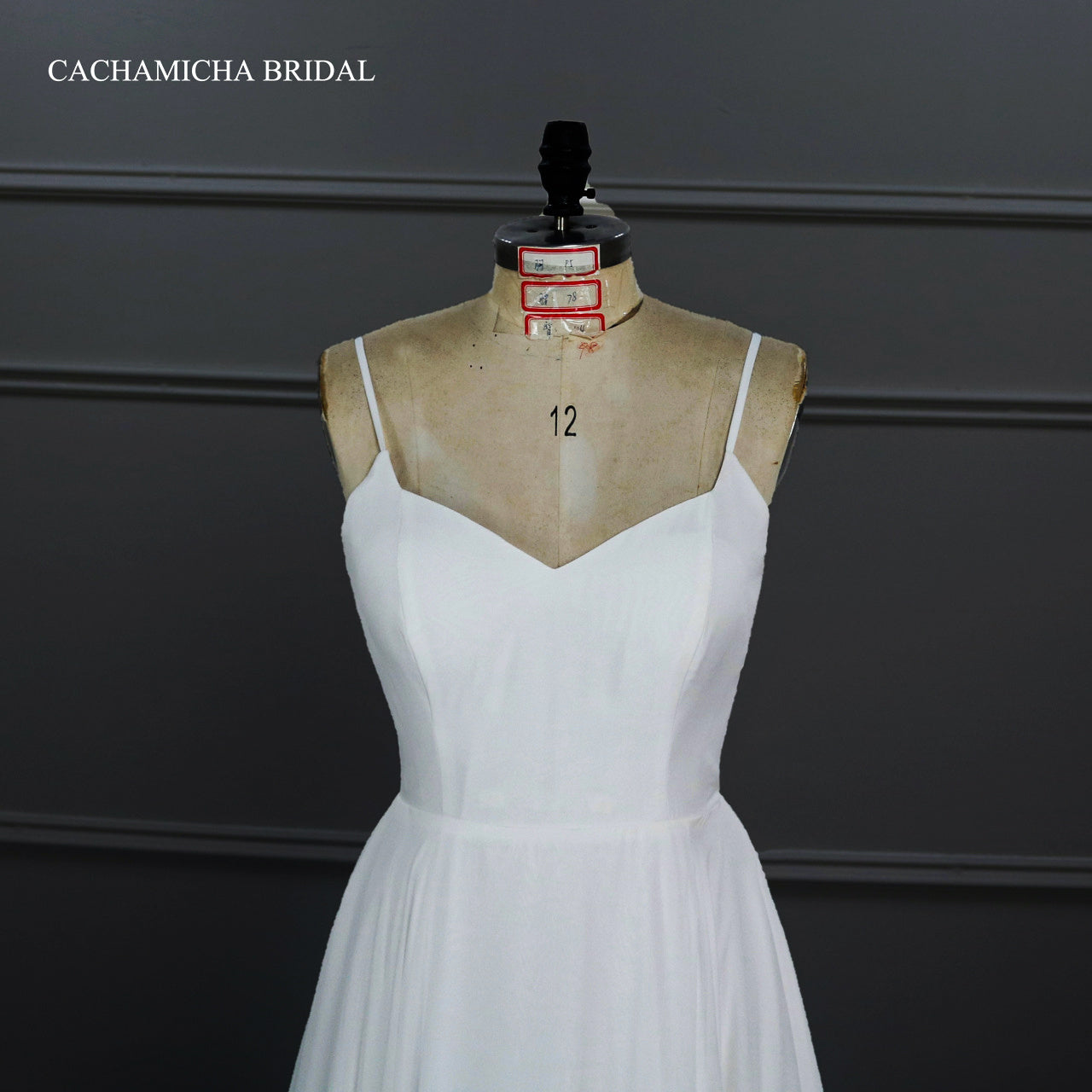 Simple But Elegant Spaghetti Straps Chiffon Bridal Gown J140