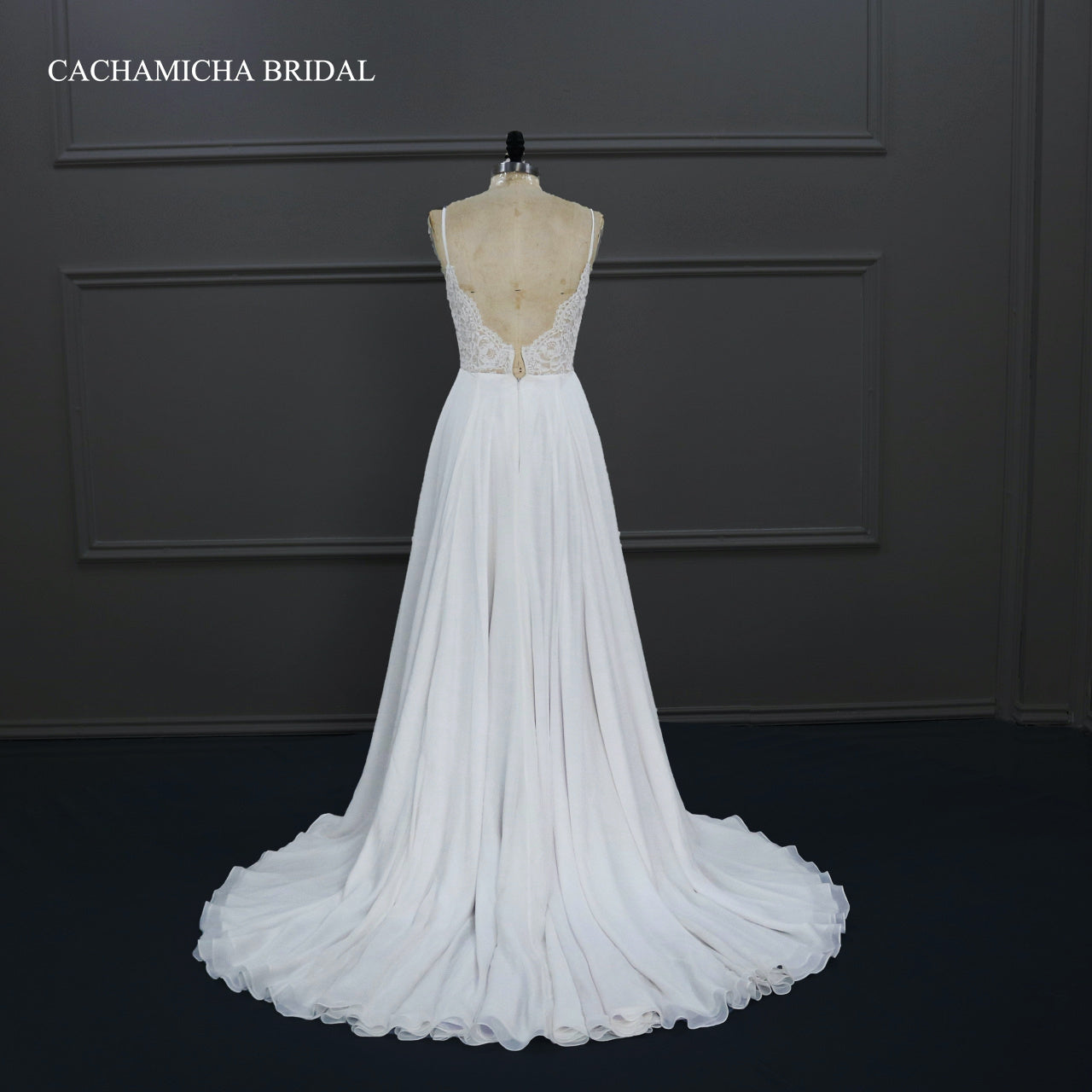 Simple But Elegant Spaghetti Straps Chiffon Bridal Gown J140