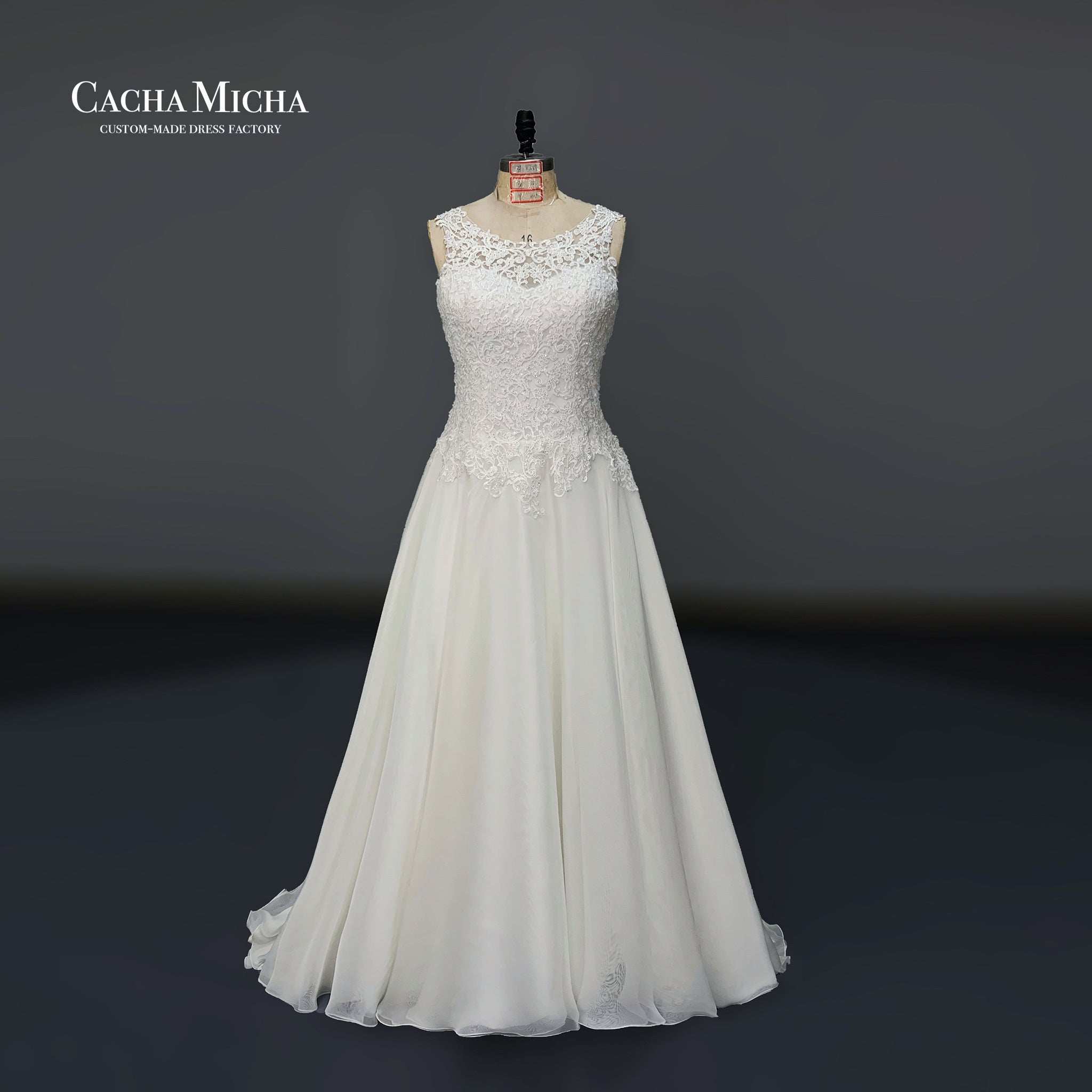Classic guipure lace chiffon wedding dress LC01