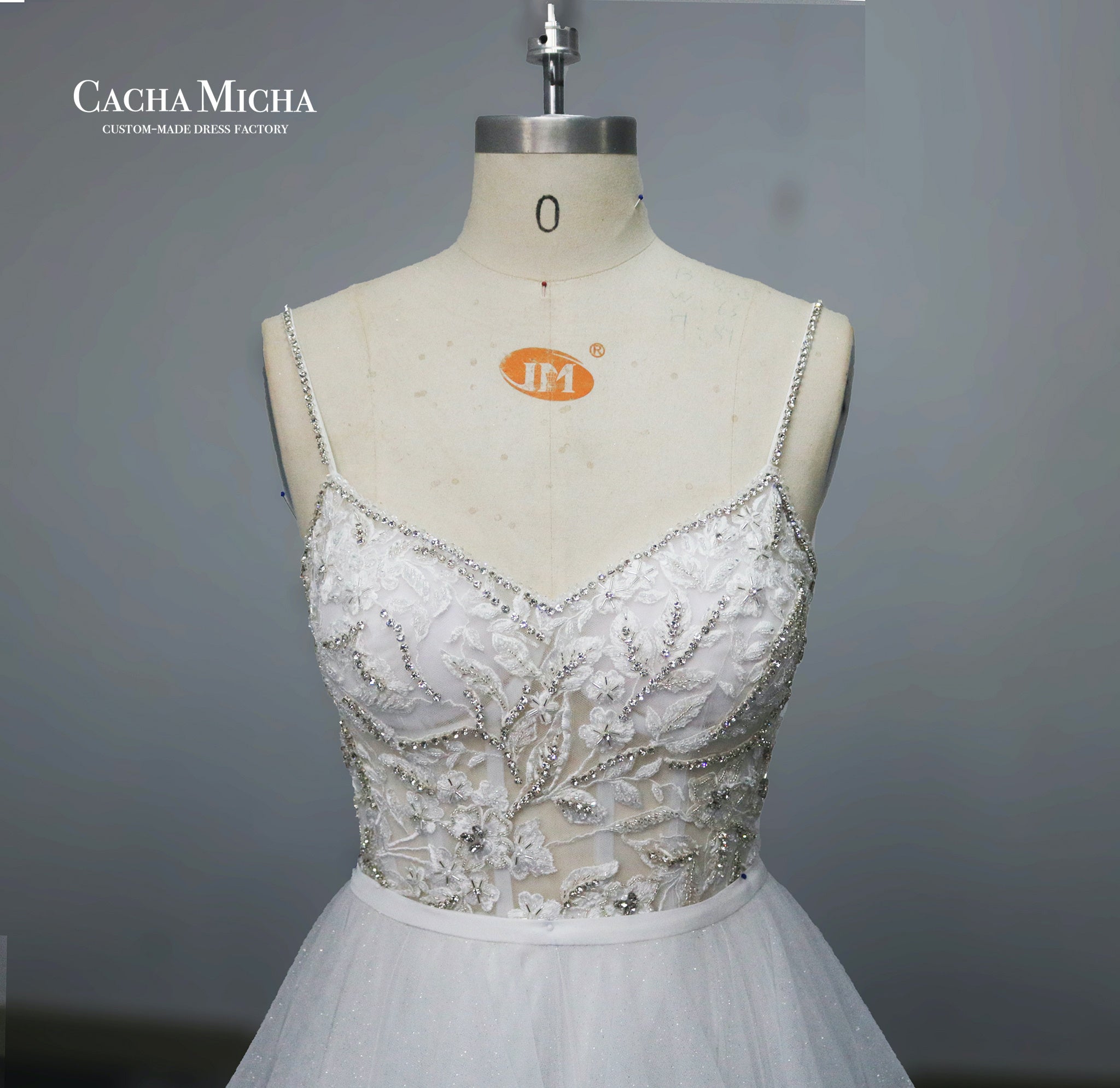 2 in 1 beaded lace wedding dress with ruffled skirt N1017