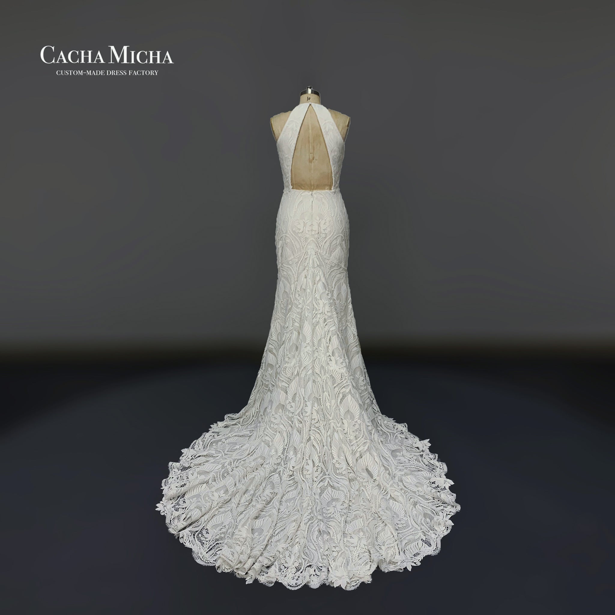 Cut Out Back Bohemia Lace Mermaid Bridal Dress O415