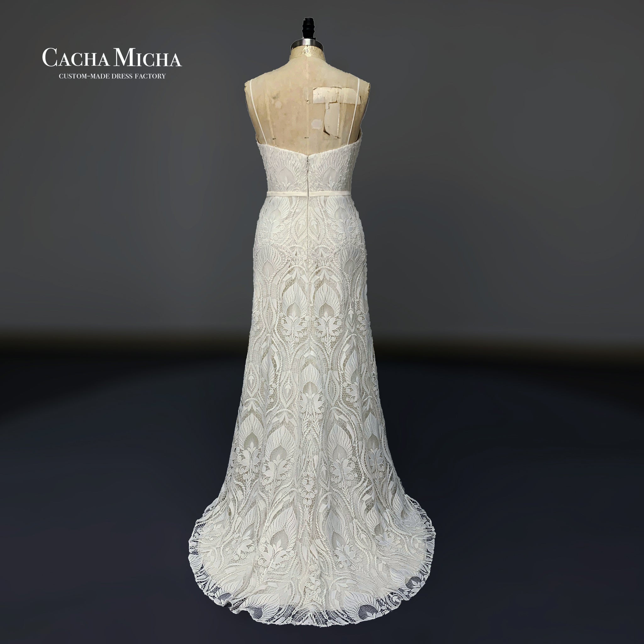 Boho Style Lace Wedding Dress With Over Skirt O430