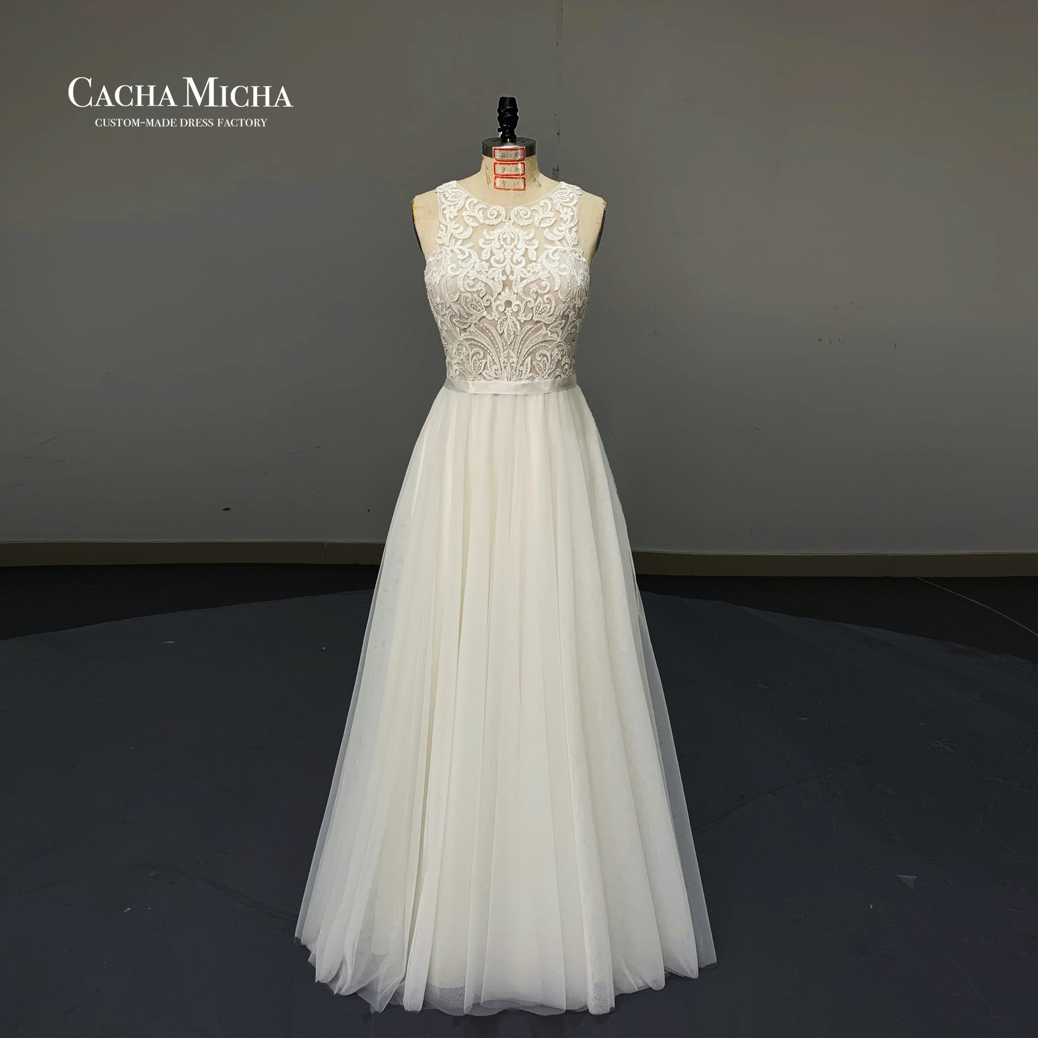 Lace Top Soft Tulle Wedding Dress O491249
