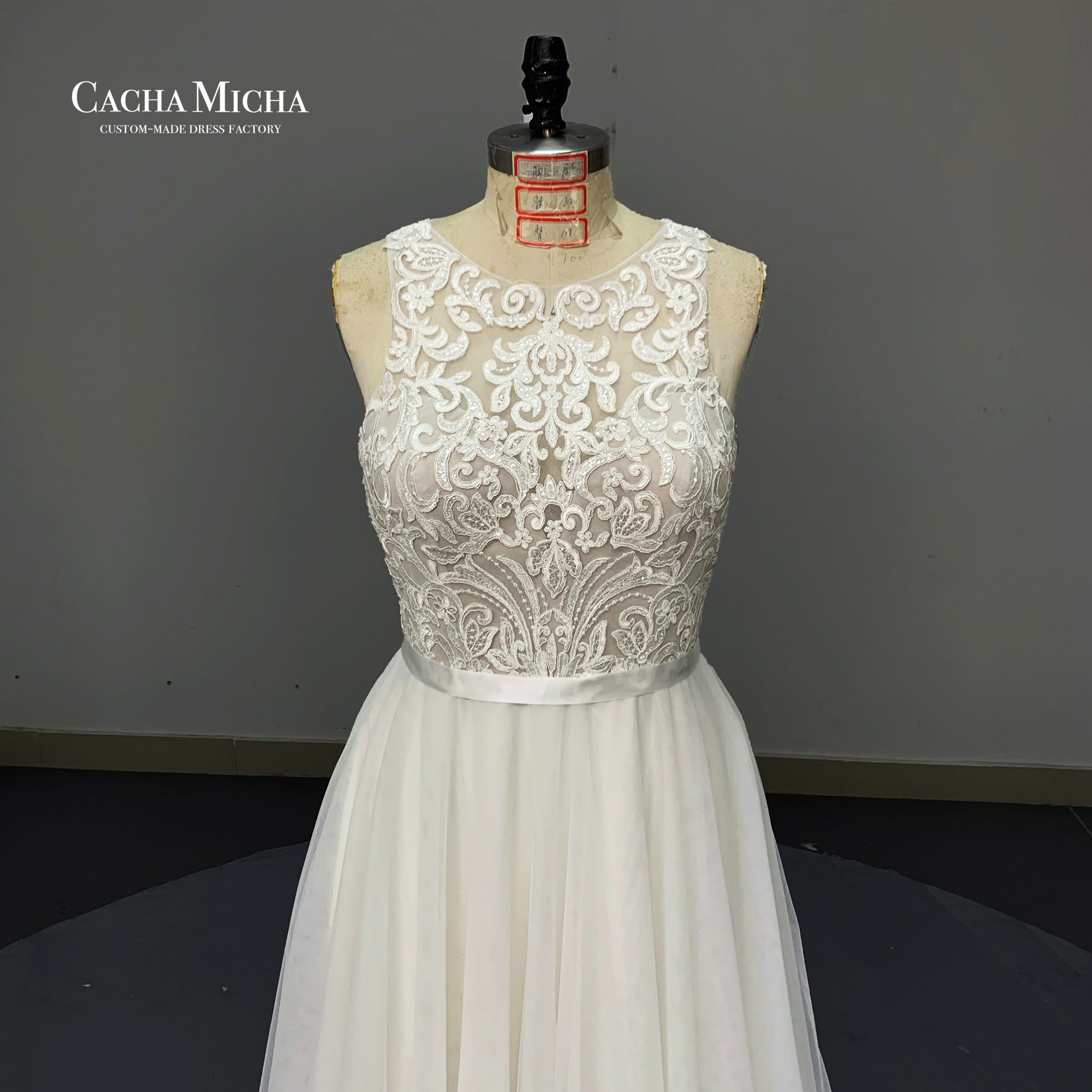 Lace Top Soft Tulle Wedding Dress O491249