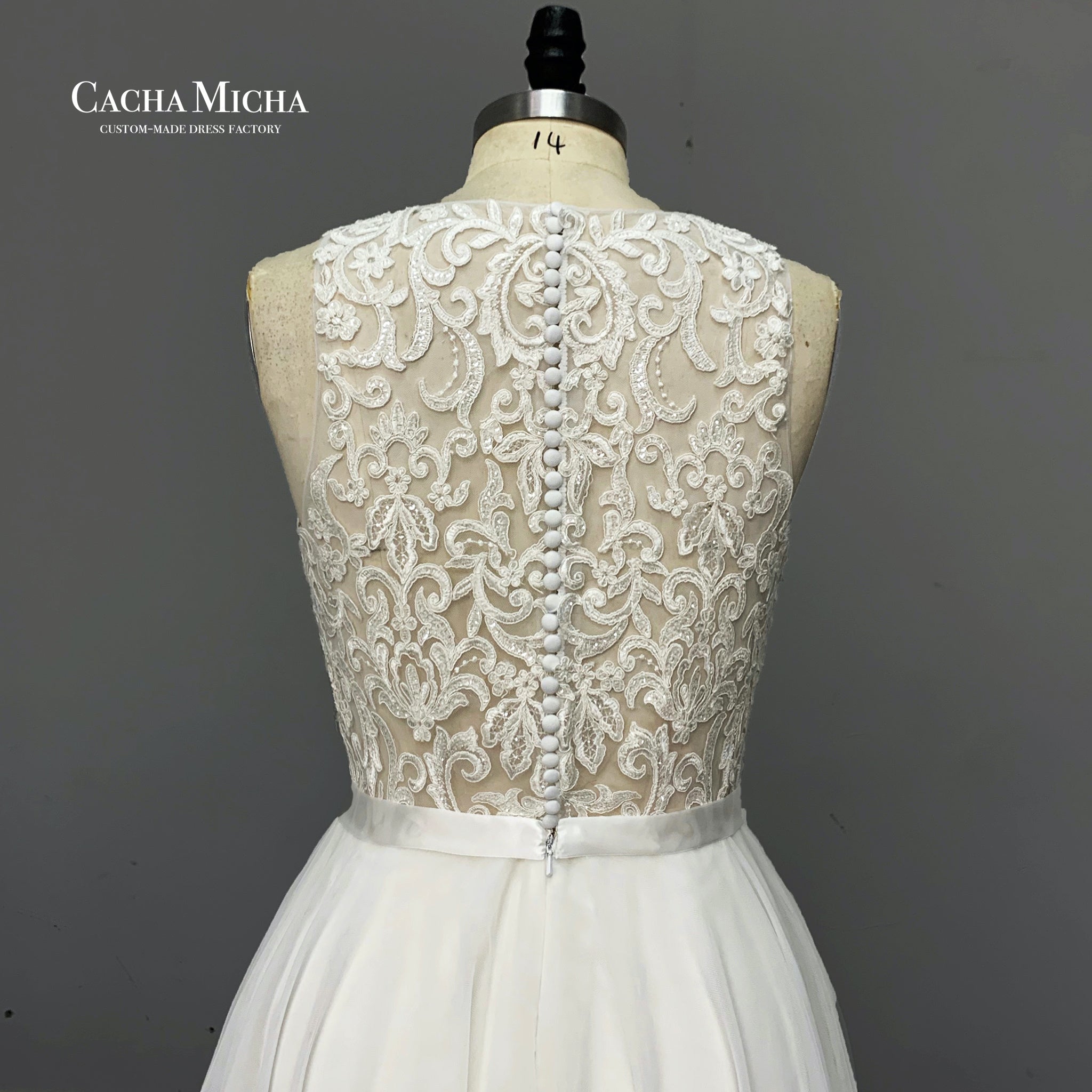 Lace Top Soft Tulle Wedding Dress O491249