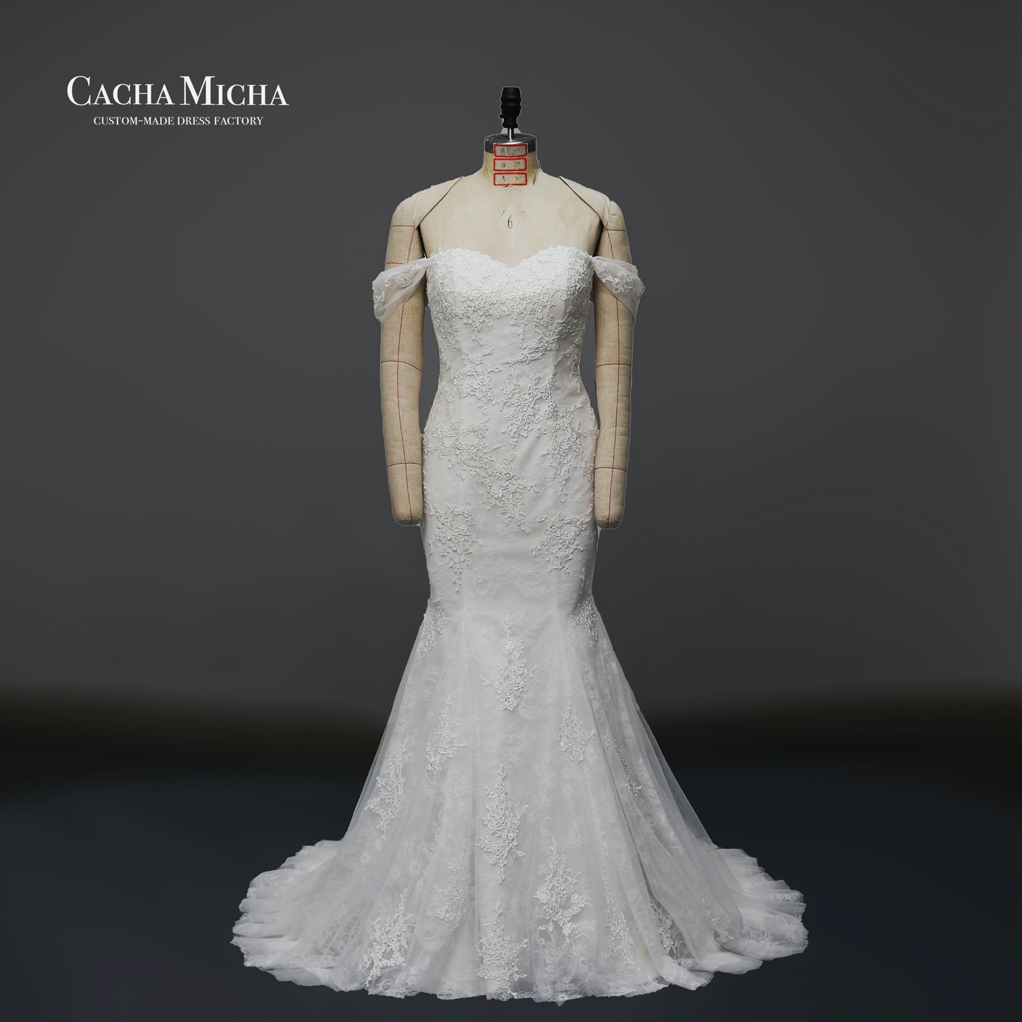 Classic Guipure Lace Fishtail Wedding Dress W2428