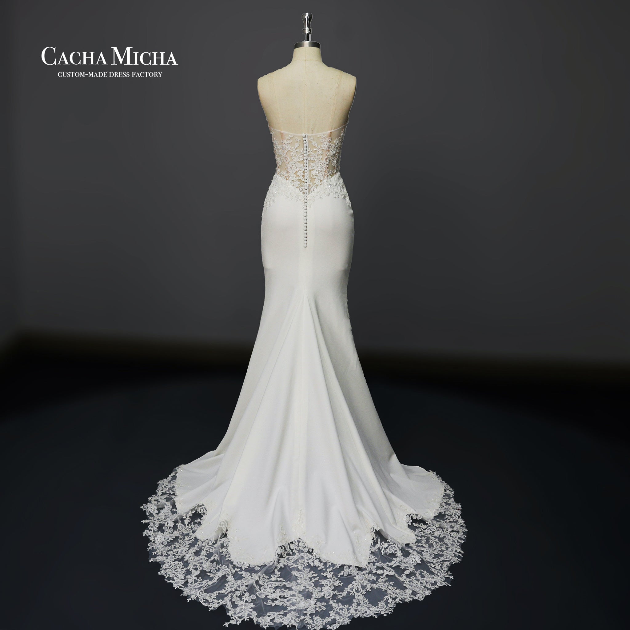 Simple Lace Sweetheart Cut-out Train Mermaid Bridal Dress