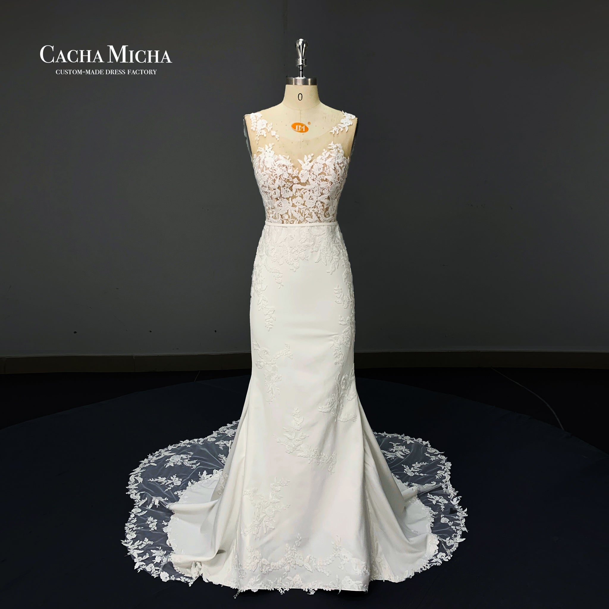 Cut-out Floral Train Mermaid Wedding Dress W6654