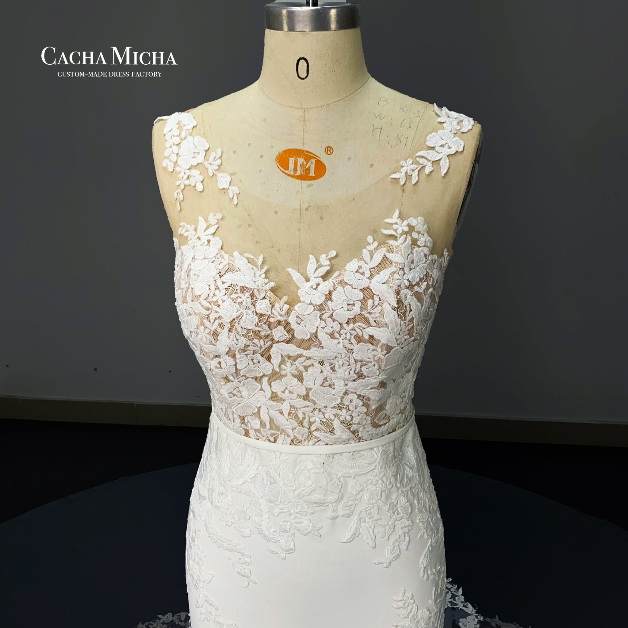 Cut-out Floral Train Mermaid Wedding Dress W6654